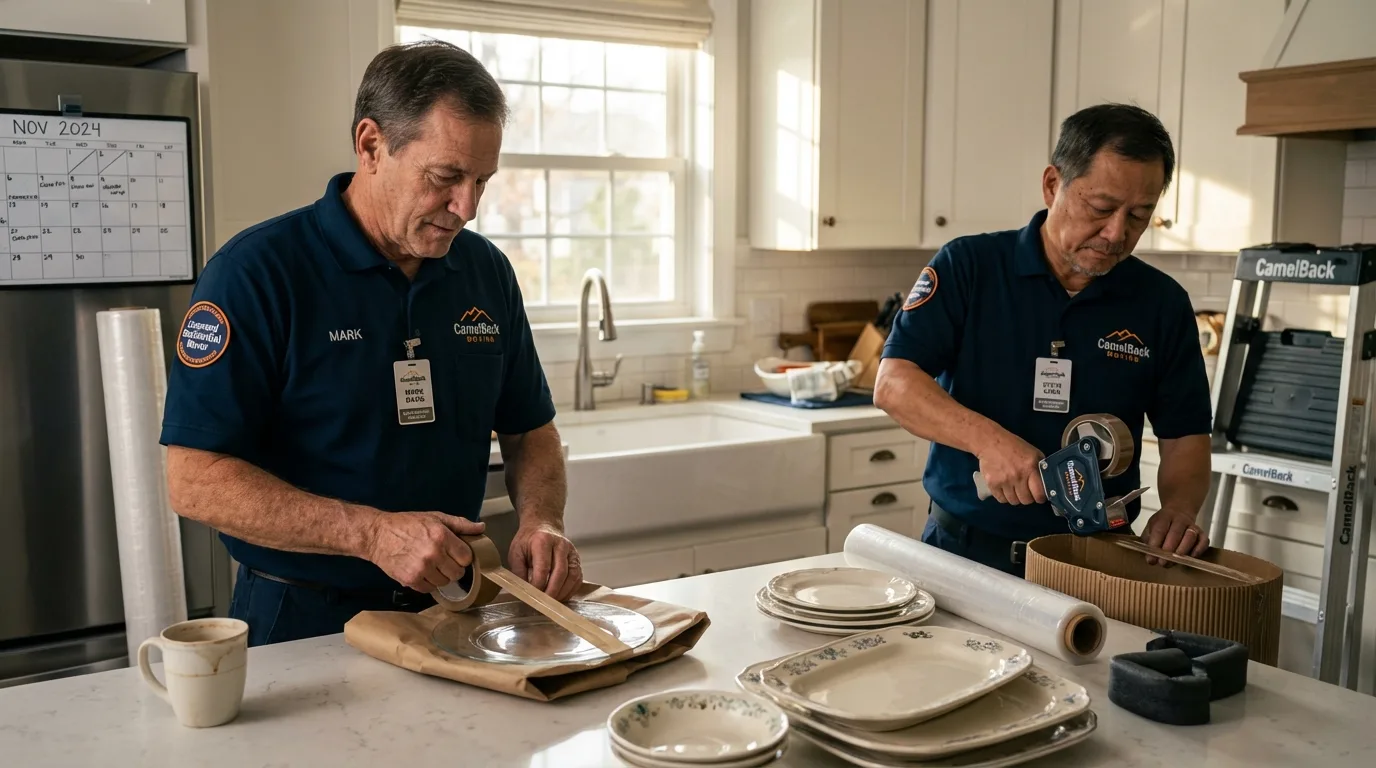 Professional crew packing kitchen dishware in Bakersfield, CA